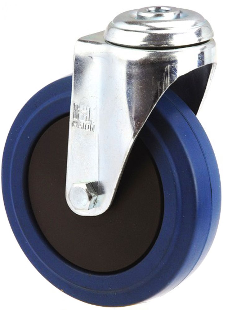 MEDIUM DUTY ZINC PLATED BOLT HOLE CASTER BLUE RUBBER WHEEL – MZH12532 ...